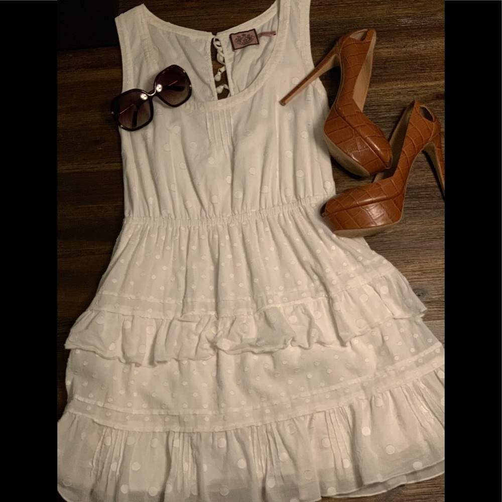 Juicy Couture cream tiered dress with polka dots